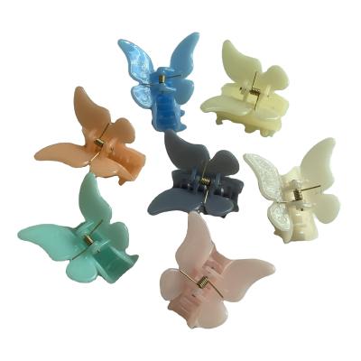 China Comfortable Korean Dongdaemun Same Style Jelly Color Butterfly Hair Claw Clips Plastic Material Small Size Hair Clips For Girls for sale