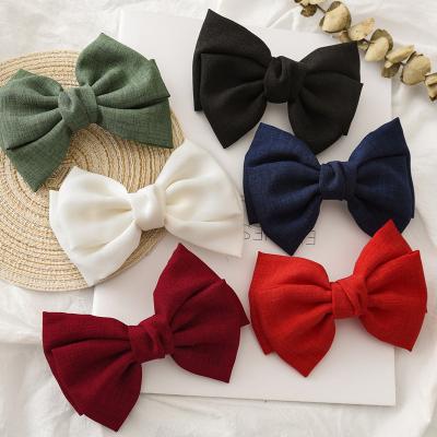 China Package Hair Factory Direct Selling Solid Color Bow Ponytail Cloth Spring Hair Clip Girls Hair Knotted Barrettes for sale