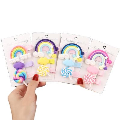 China Korean Version Cartoon Baby Hairpins Clouds Cute Colorful Lollipop Rainbow Costume Princess Hair Clips For Girls for sale