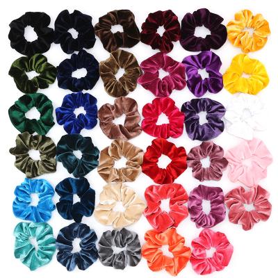 China Amazon Wholesale Fashion Hair Scrunchies Velvet Hair Scrunchies Hot Solid Color Wholesale Women Shape Hair Scrunchies for sale