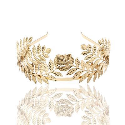 China Europe and America Bridal Leaf Headbands Environmental Gold Foil Wedding Accessories Christmas Gift for Women Bride for sale