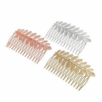 China Environmental Baroque Leaf Shape Hair Accessories Bridal Hair Comb High Quality Handmade Hair Comb For Bride Women for sale