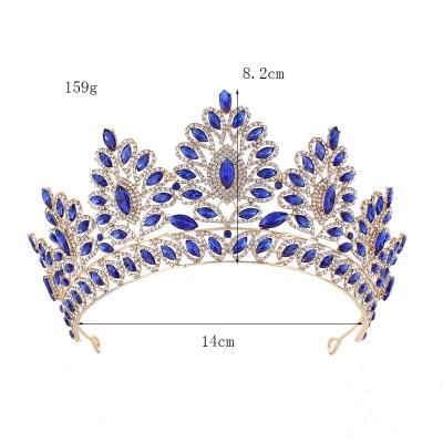 China Wholesale Environmental Luxurious Rhinestone Crowns Leaves Bridal Crown Large Wedding Pageant Crystal Hair Accessories for sale