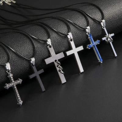 China Men Street Wholesale Hip Hop Cross Necklace Handmade Jesus Pendants Accessories Personality Religious Totem Necklace for sale