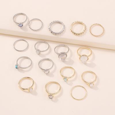 China New Handmade Style Simplicity Fashion Alloy Rings Jewelry Women Love Retro Girls Ring Set Gold Silver for sale