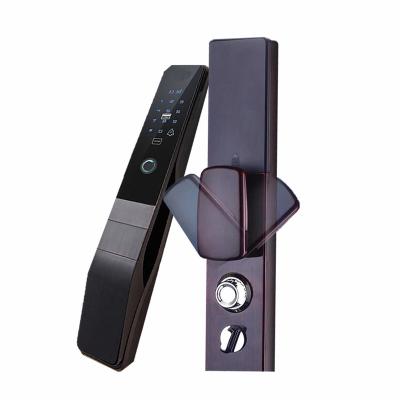 China Full Automatic Anti-peep Code Digital Fingerprint Door Lock With New Design Push Pull Handle for sale