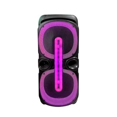 China PORTABLE Sound equipment/amplifiers/speaker double 10 inch outdoor speaker with ring light LED RGB Heavy Bass 60W for sale