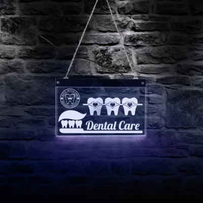 China New Arrival Dental Care Dentist Logo LED Illuminated Sign Board Tooth Oral Health Care Electronic Sign Light for sale