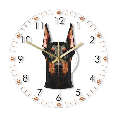 China Low MOQ Europe Puppy Wall Decoration Hot Selling Transparent Acrylic Electronic Clock for sale