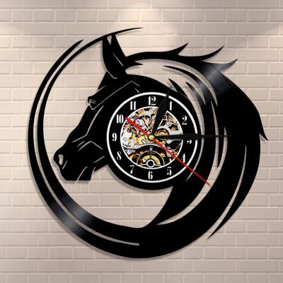 China CREATIVE made from vinyl record horse head vintage led wall clock for sale