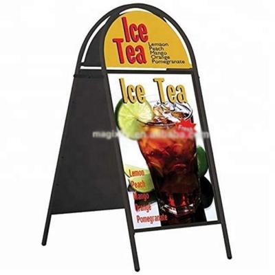 China Eco - Friendly Steel Material Round Head A Board Poster Sidewalk Signboard Display Frame Holder Black Board for sale