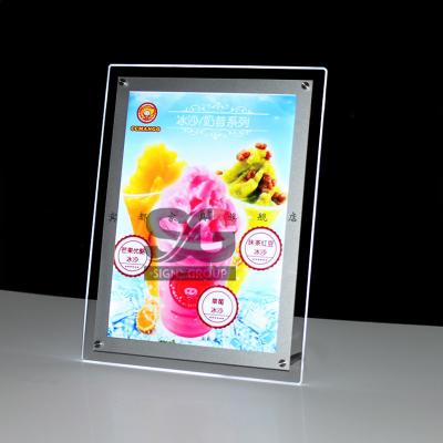 China Indoor Single Side Lead Crystal Light Box Table Stand Acrylic Advertising Sign Boards Menu Board for sale