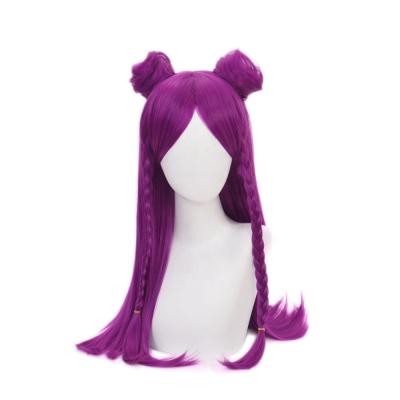 China New Long Body Wave High Temperature Fiber Synthetic Purple Color Cosplay Party Wigs for sale