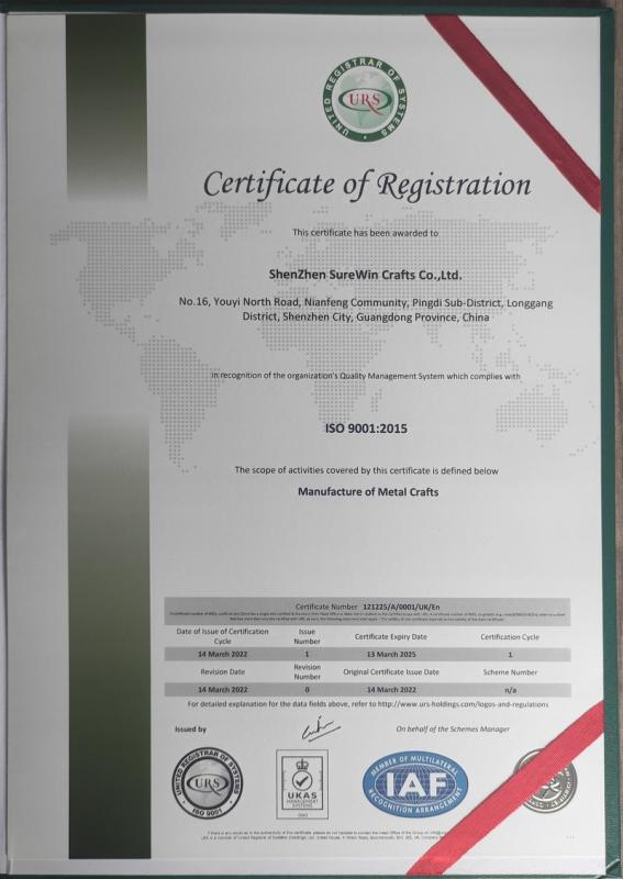 ISO9001 - Shenzhen Surewin Crafts Co., Ltd.