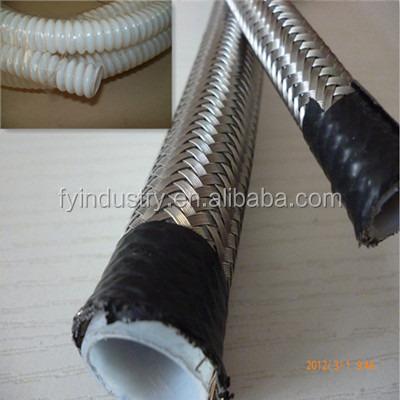 China SAE 100R14 Industrial High Temperature Stainless Steel PTFE Braided Hose Supplier for sale