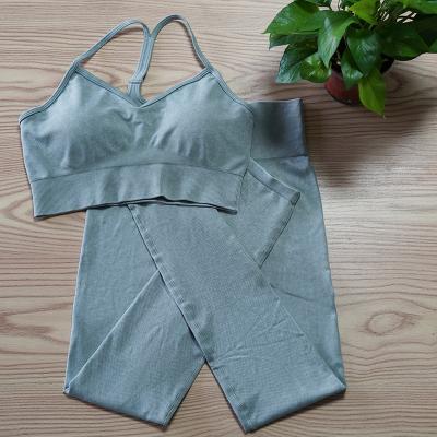 China Meicofy Beauty New Design Breathable Crop Top 2 Pcs Seamless Yoga Sets Ladies Gym Wear Tracksuits Pants Yoga For Women for sale