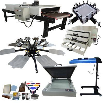 China Garment Shops 8color 8 Station Fabrics Usage Printer And Screen Printer Manual Plate Type T-shirt Screen Printer for sale