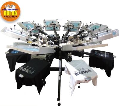 China Garment Shops NS808-HD 8 Color Manual Rotary 8 Station T-shirt Garment Digital Silk Screen Printing Press Machine for sale