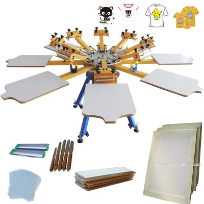 China Other 8 color 8 station rotary manual t-shirt silk screen printer for sale for sale