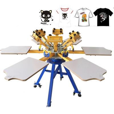 China Pattern Printing On Kinds Of Materials Cheap 6 Color 6 Station T-shirt Printing Machine Factory Directly Sales Screen Printer Set for sale