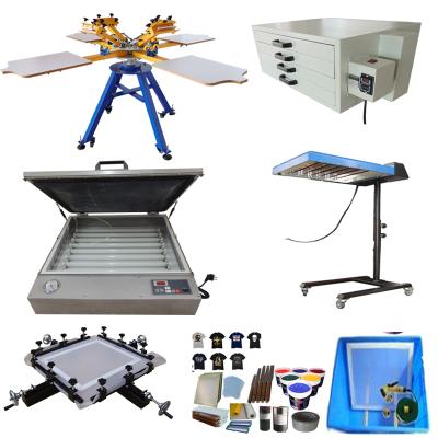 China Garment shops 4 colores 1 silk machine price prensa serigrafia rotativa estacion cheap manual garment screen printing machine for sale