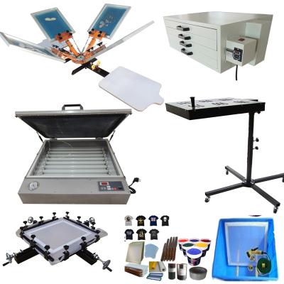 China DIY printing shops T-shirt clothing printer desktop 4 color 2 station siebdruck silk screen printer with kits for sale