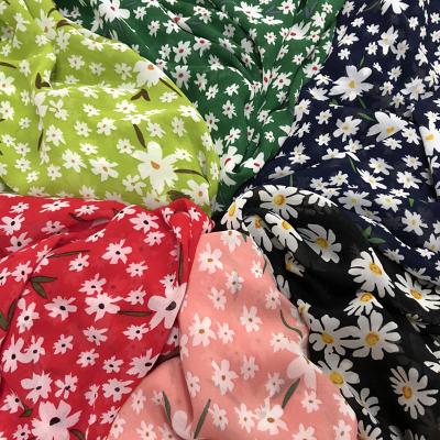 China New Fashion Breathable Pearl Chiffon Summer Print Dress Fabric Small Fresh Flowerfabric Broken Flowerfabric for sale