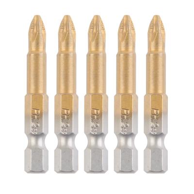 China High Performance Drill Cutter Tool 10 Hex Bit Screwdriver Titanium-plated Non-slip Short Bit Screwdriver 25MM Long PH2 for sale