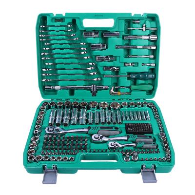 China Portable 216pcs Chrome Vanadium Auto Repair Car Tool Kits Box Hardware Socket Wrench Set Ratchet Household Kit For Motorcycle for sale