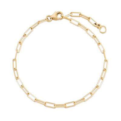 China FASHIONABLE Hot Selling Silver Gemnel 925 18k Gold Rectangle Paperclip Chain Anklet Friend Friend Bracelet for sale