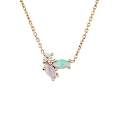 China FASHIONABLE Marquis 925 18k Gold Plated Hot Selling Sterling Silver Opal Diamond Necklace From Gemnel for sale