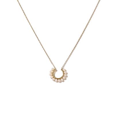 China CLASSIC Gemnel 925 Sterling Silver Beads Pendant Necklace For Women Gold Plated Plain Pearl Necklaces for sale