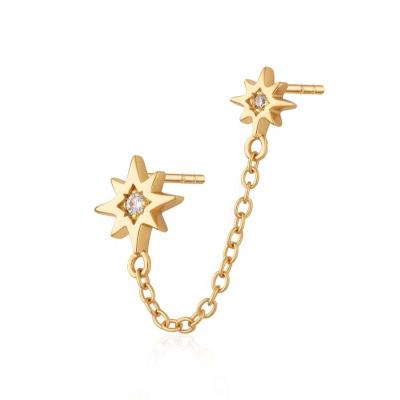 China FASHIONABLE Gemnel 925 Silver Newcomers Star Spike With Chain Collection Earrings for sale