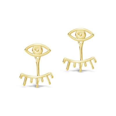 China FASHIONABLE Gemnel Latest Design Ear Jacket 925 Gold 18k Gold Evil Eye Silver Stud Earring For Women for sale