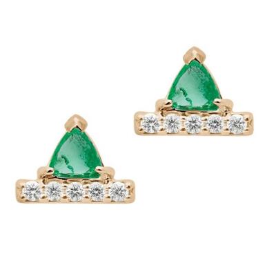 China Gemnel 2021 TRENDY Fine Silver 925 14k Gold Mini Plated Green Diamond Stud Earring Women Gift for sale