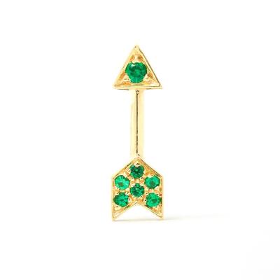 China FASHIONABLE Sterling Silver Gemnel 18k Gold Diamond Green Arrow Threaded Stud Earring for sale