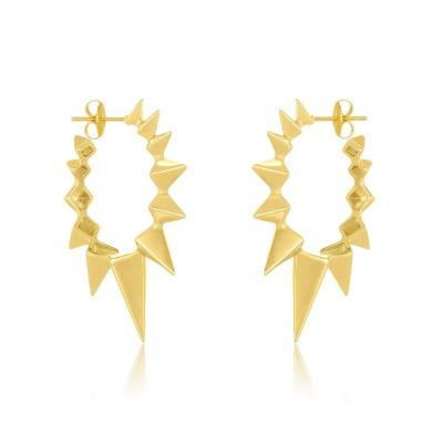 China 2021 Fashion Gemnel 925 Casual / Sporty High Polish Silver Spike Circle Earring for sale