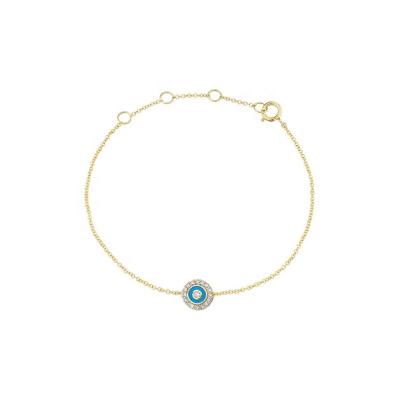 China Made with 925 Sterling Silver Gemnel Custom Round Cubic Zirconia Evil Eye Enamel Charm Bracelet For Women for sale