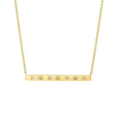 China FASHIONABLE Silver Jewelry 925 Gold Starburst Diamond Bar Necklace Minimalist Pendant for sale