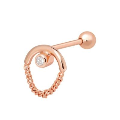 China TRENDY small rose gold plated silver ear jewelry diamond chain piercing earring for sale