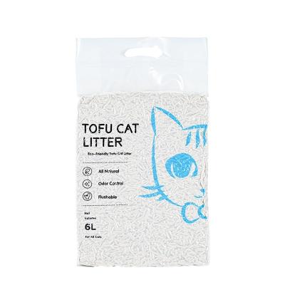 China Stocked 6 Liters Cat Litter Dustproof Waterproof Fast Natural Flushable Tofu Original Condensation To Clean Cat Litter 4 Flavors for sale