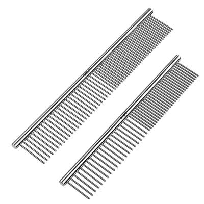 China Stocked High Quality Pet Comb Stainless Steel Teeth Brush Comb Dog Cat Pet Grooming Comb Stainless for sale