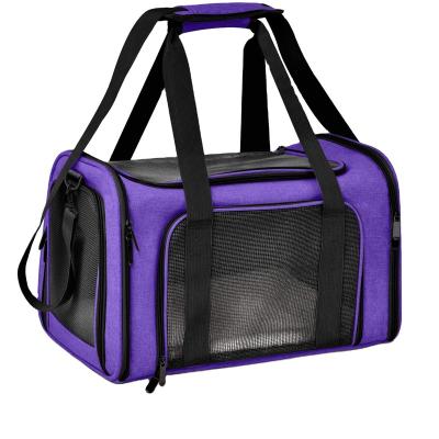 China Stored Expandable Dog Cat Travel Bag Pet Carrier Approved Foldable Pet Carrier Extra Roomy Soft Side for sale