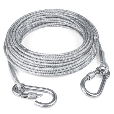 China Custom Different Size Wire Rope Pull Dog Pile Stainless Steel Double Head Chain and Safety Clip Snap Choice Available Dog for sale