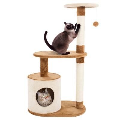 China Easy Stocked Viable Breathable Gather Cat Furniture High Climbing Condo Durable Cat Tree Wooden Cat Tree for sale