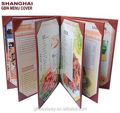 China High Quality 6 Panels=10 Views PU Style Leather Menu Cover 1068 Style Menu Cover New New for sale