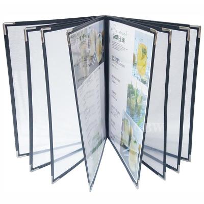 China 8 Pages A4 PVC Menu Holder Plastic Menu Covers Menu Cover Cafe Menu Holder for sale