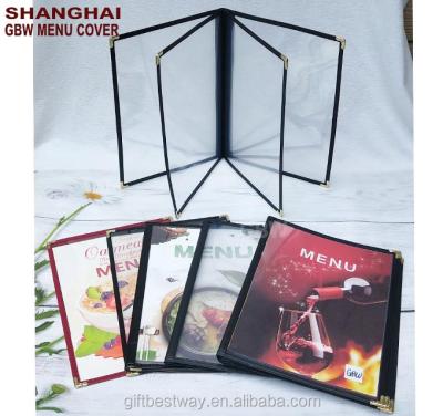 China Hotel factory price transparent 4 pages PVC restaurant menu cover with 1 PC MOQ for sale