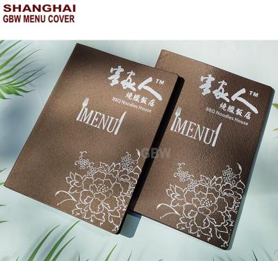 China High Quality PU Leather Restaurant A4 Menu Book for sale