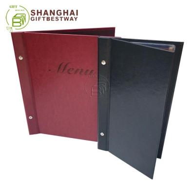 China High Quality Leather Customized Restaurant PU Restaurant Menu Book for sale